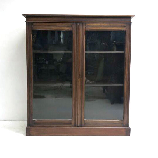 Antique Maple Edwardian Bookcase On Plinth Base