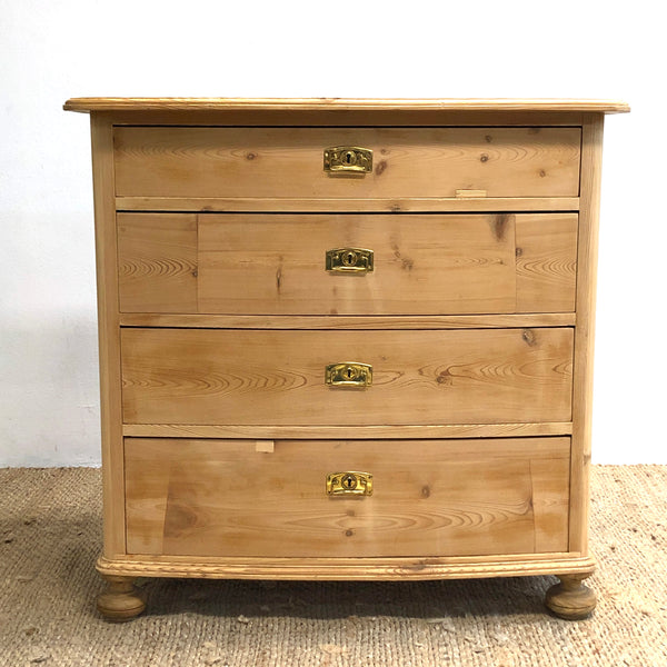 Antique Bow Front European Baltic Pine Chest of Drawers no.2