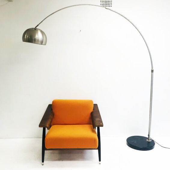 Contemporary Arc Floor Lamp With Black Marble Base