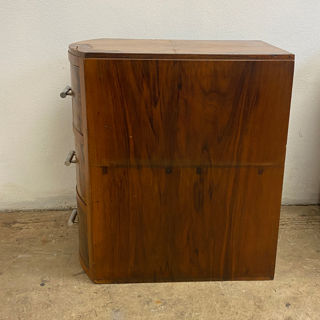 Pair Art Deco Walnut Veneer Bedside Cabinets