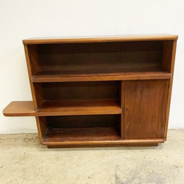 Art Deco/Mid Century Crossover Cedar Book Shelves with Cabinet