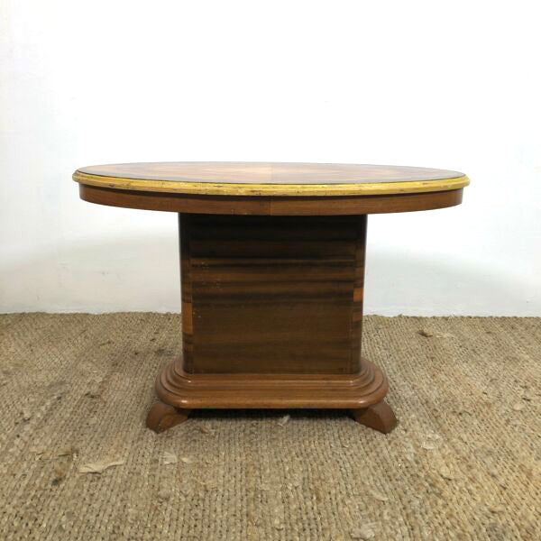 Art Deco Walnut Veneer Pedestal Base Coffee/Side Table