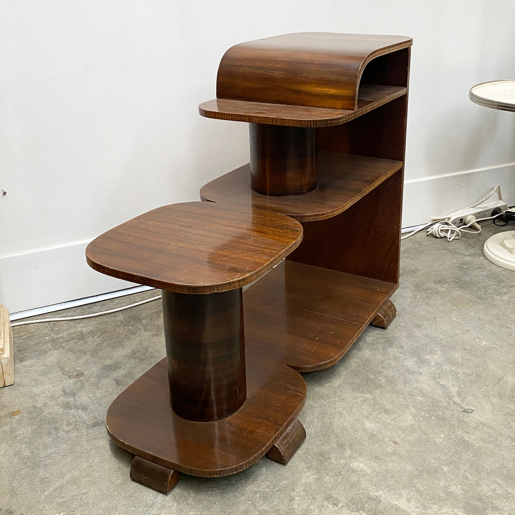 Fabulous Rare Art Deco Veneer 3 Tier Side Table Shelves