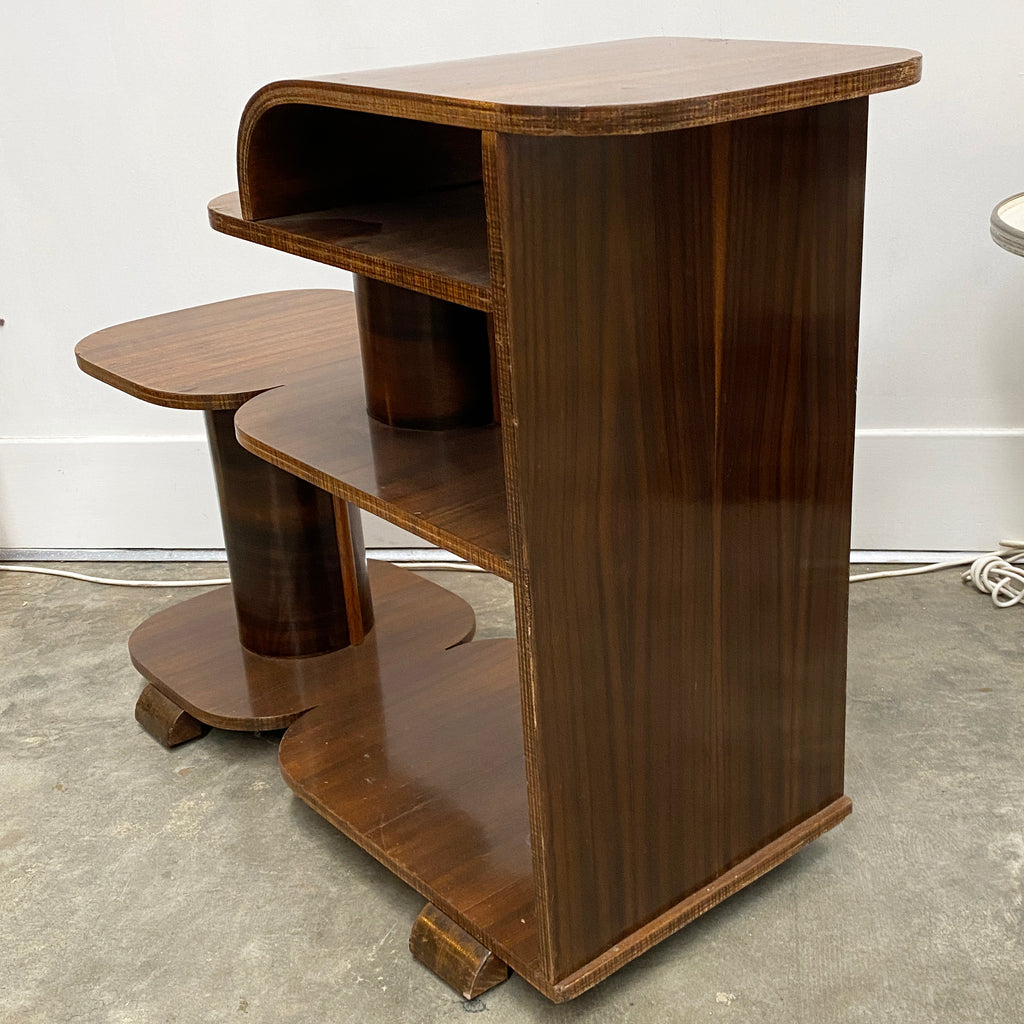 Fabulous Rare Art Deco Veneer 3 Tier Side Table Shelves