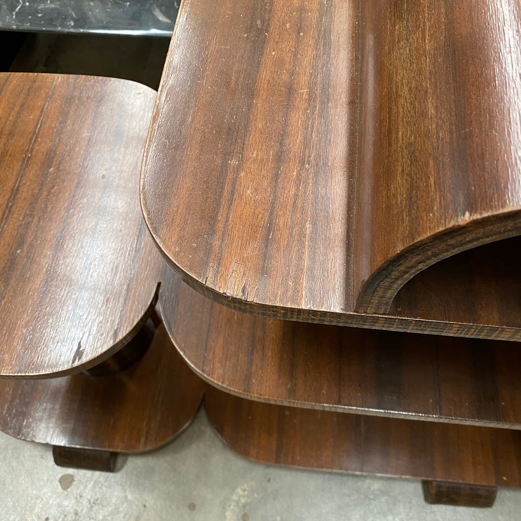 Fabulous Rare Art Deco Veneer 3 Tier Side Table Shelves
