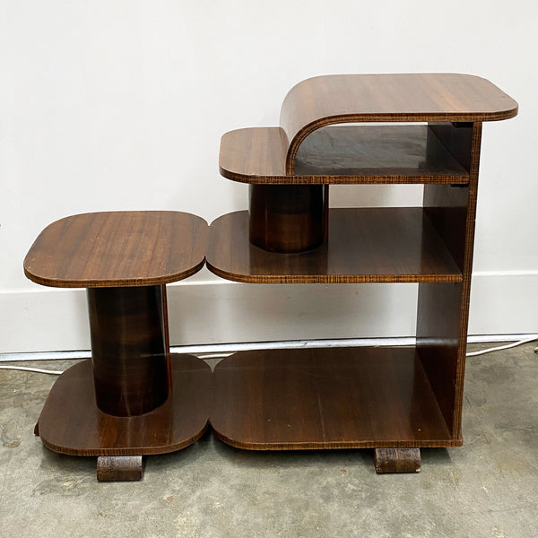 Fabulous Rare Art Deco Veneer 3 Tier Side Table Shelves