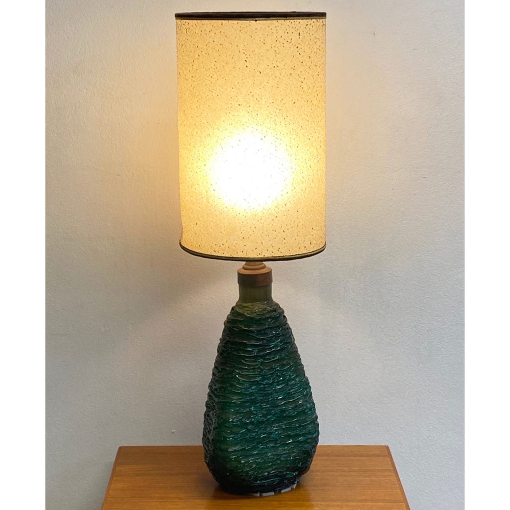 Superb 1950's Green Murano Art Glass Table Lamp Base w/Shade