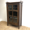 Art & Crafts Dark Stained Maple and Leadlight Cabinet Book Case