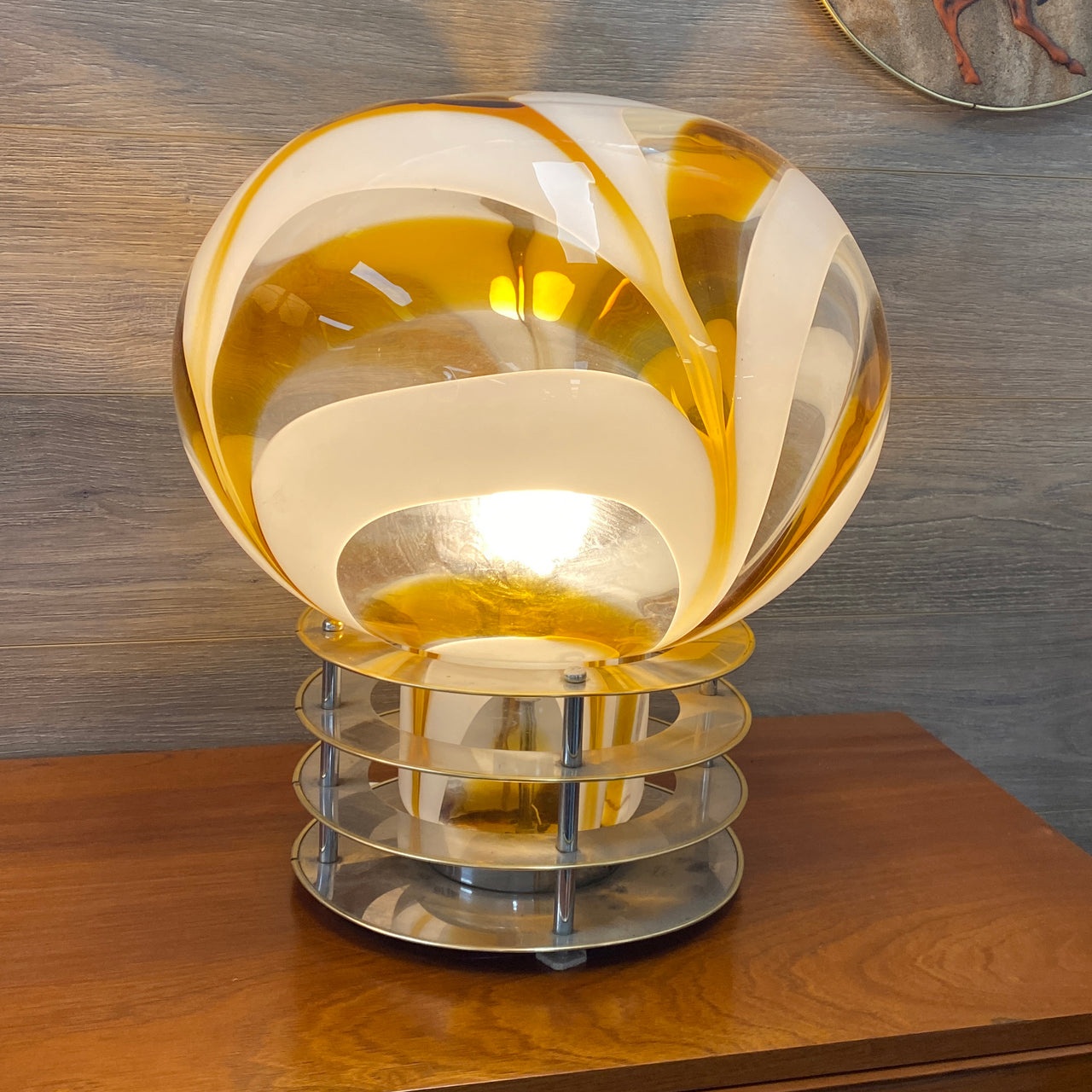 Stunning Mid Century Large Italian Art Glass Table Lamp