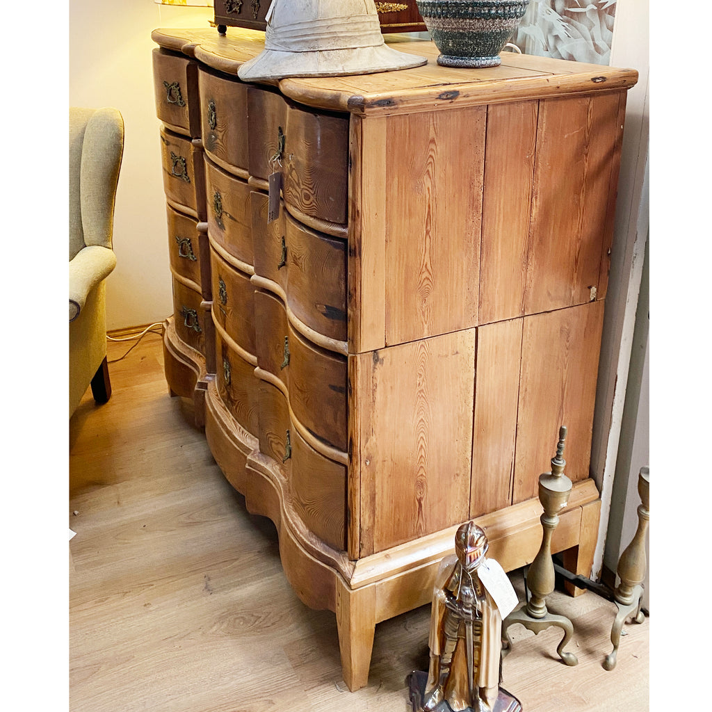 Antique 18thC Baroque Serpentine Swedish Dresser Chest of Drawers