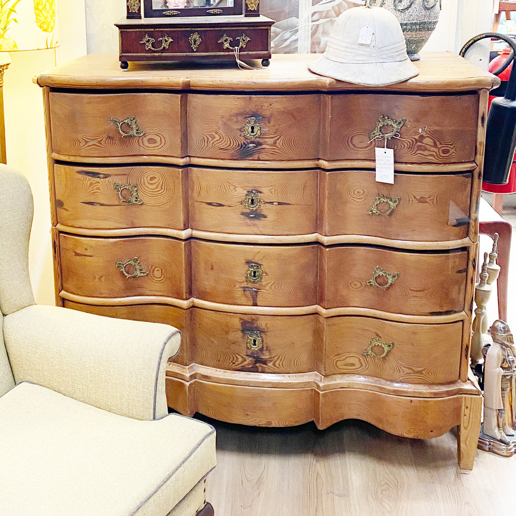 Antique 18thC Baroque Serpentine Swedish Dresser Chest of Drawers