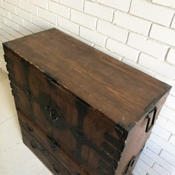 Beautiful Antique Japanese 2 section Tansu Chest