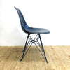 2 x Indigo Blue Fibreglass ‘Eiffel’ chairs by Modernica W/ Black Base