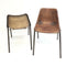 Pair Vintage Brown Leather Stackable Chairs