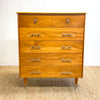 1960's Atomic Fully Restored Burgess Kauri Pine Tallboy Chest Drawers