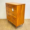 1960's Atomic Fully Restored Burgess Kauri Pine Tallboy Chest Drawers