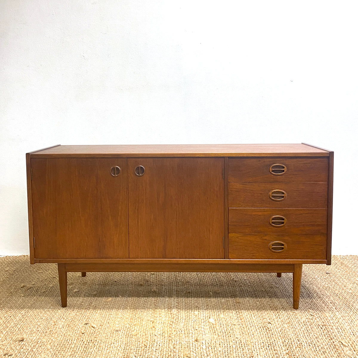 Restored Compact Mid Century Teak Burgess Cats Eye Sideboard – The ...