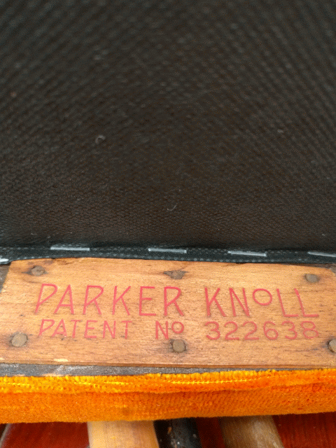 Parker knoll product patent stamp arm chair