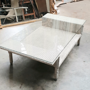 Cane with Glass top coffee table