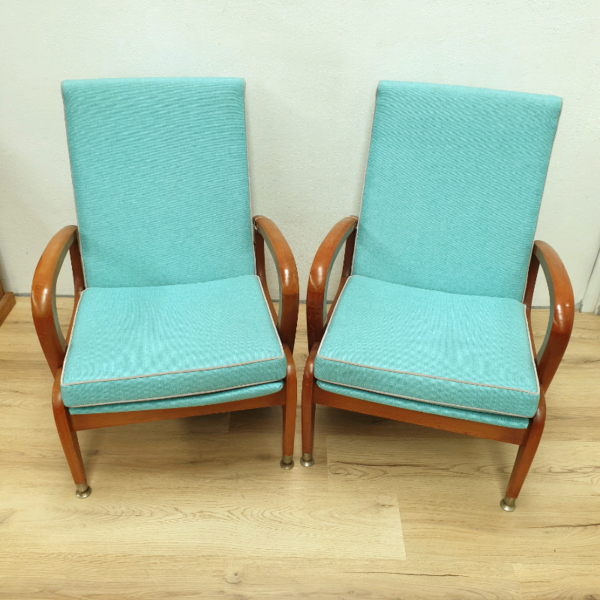 Pair 1960 s Coachwood Recliner Mid Century Reclining Armchair