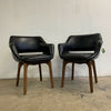Danish Deluxe Mid Century Black Vinyl Dining Chairs