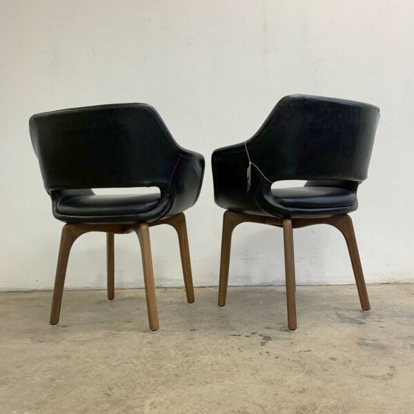Danish Deluxe Mid Century Black Vinyl Dining Chairs
