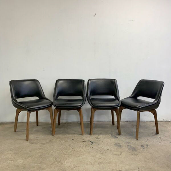 Danish Deluxe Mid Century Black Vinyl Dining Chairs