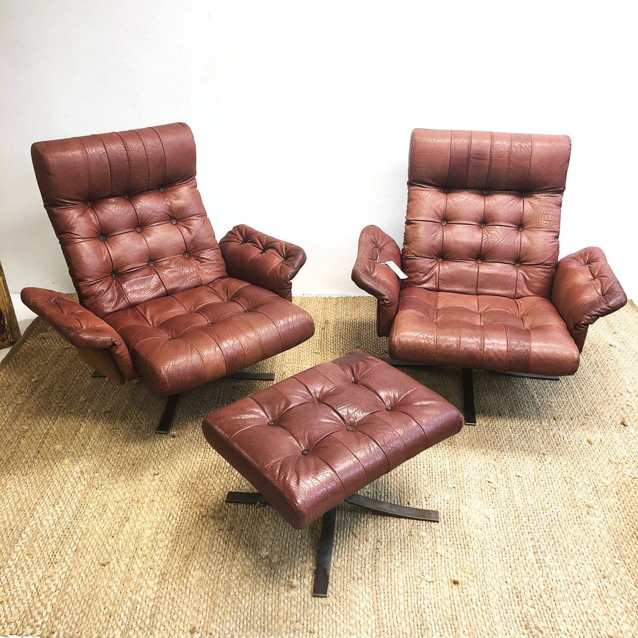 Mid Century Danish Leather Arm Chairs By Ebbe Gehl & Sren Nissen