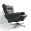 Danish Mid Century Chocolate Leather Swivel Armchair Arm Chair