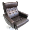 Danish Mid Century Chocolate Leather Swivel Armchair Arm Chair