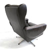 Danish Mid Century Chocolate Leather Swivel Armchair Arm Chair