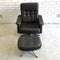 Danish Mid Century Leather Swivel Armchair & Footstool