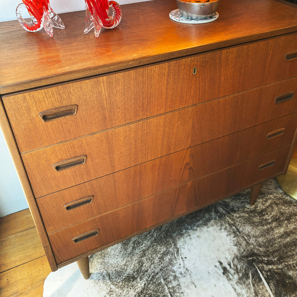1960's Teak Danish Lowboy Chest of Drawers
