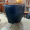 1970's Danish Retro Black Leather Swivel Lounge Armchair Chair