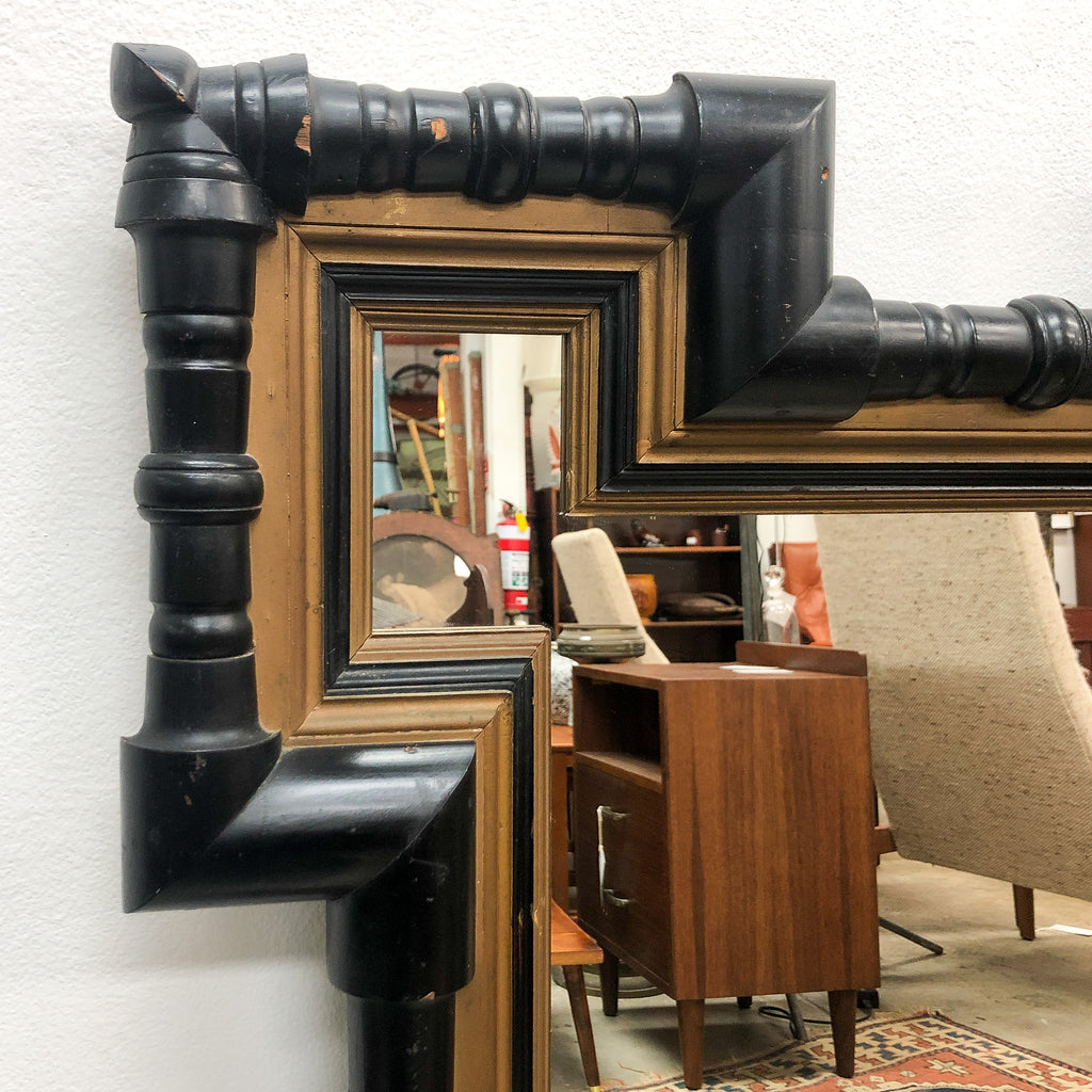 Dutch Antique Baroque Style Gilt & Ebonised Wall Mirror