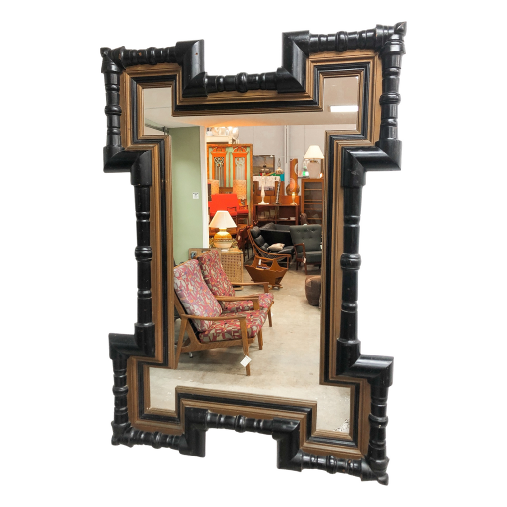 Dutch Antique Baroque Style Gilt & Ebonised Wall Mirror
