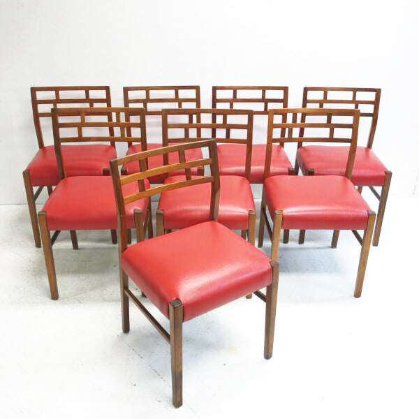 Eight TH Brown 1960s Mid Century Dining Chairs - New Upholstery