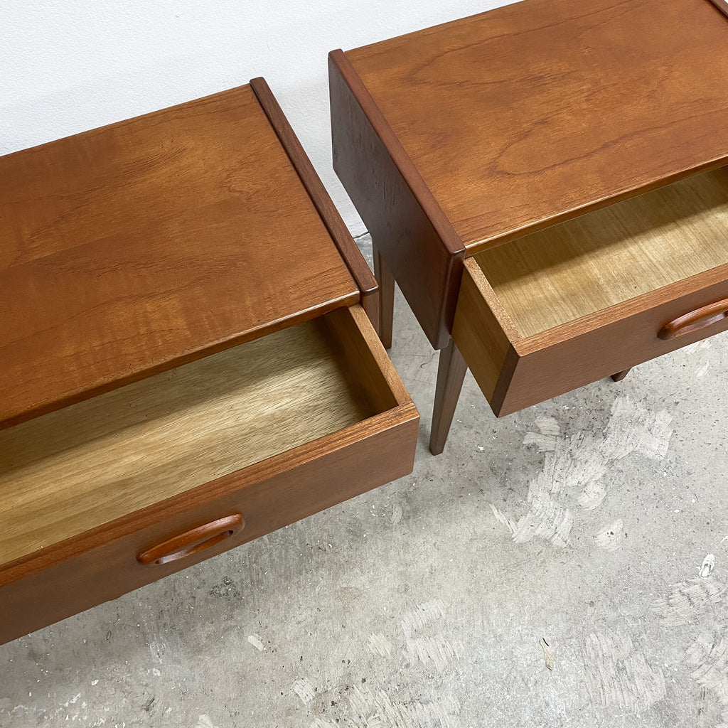 Restored Parker Teak Pair of Bedside Tables
