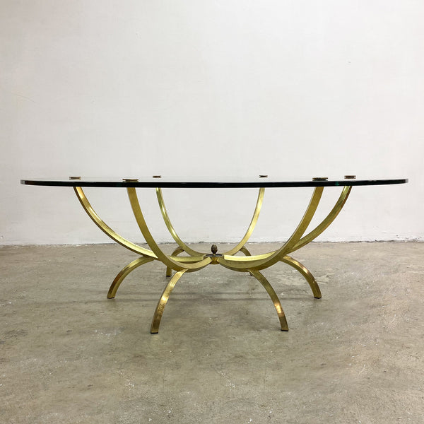 Mid Century Glass And Brass Circular Coffee Table C1960s