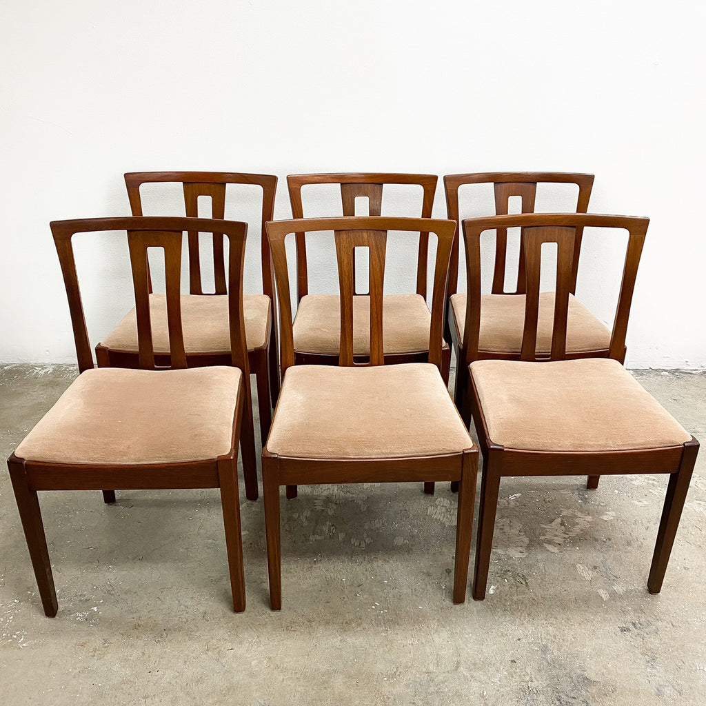 Suite of Six Slat Back Mid Century Dining Chairs By Catt Furniture