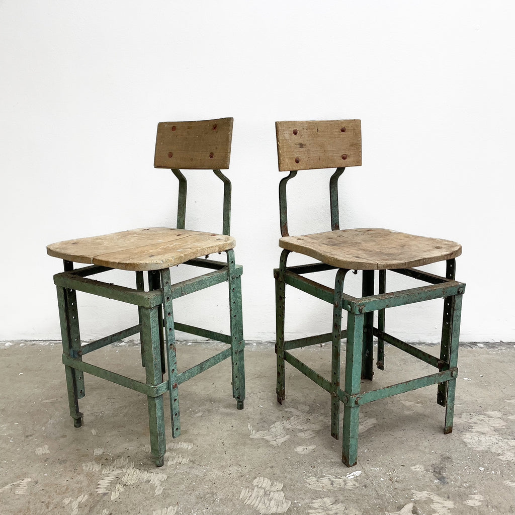 Pair of Rustic Industrial Vintage Stools