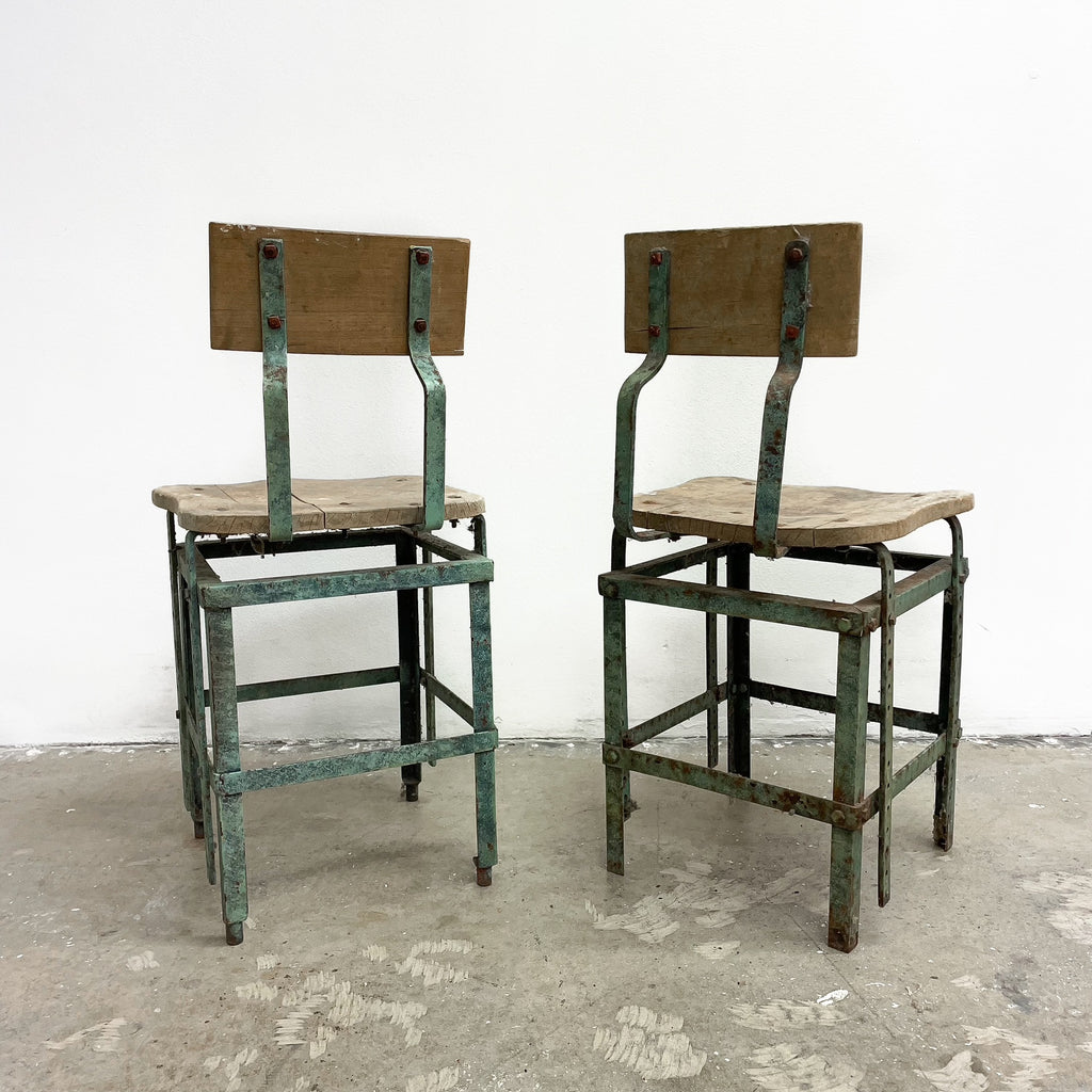 Pair of Rustic Industrial Vintage Stools