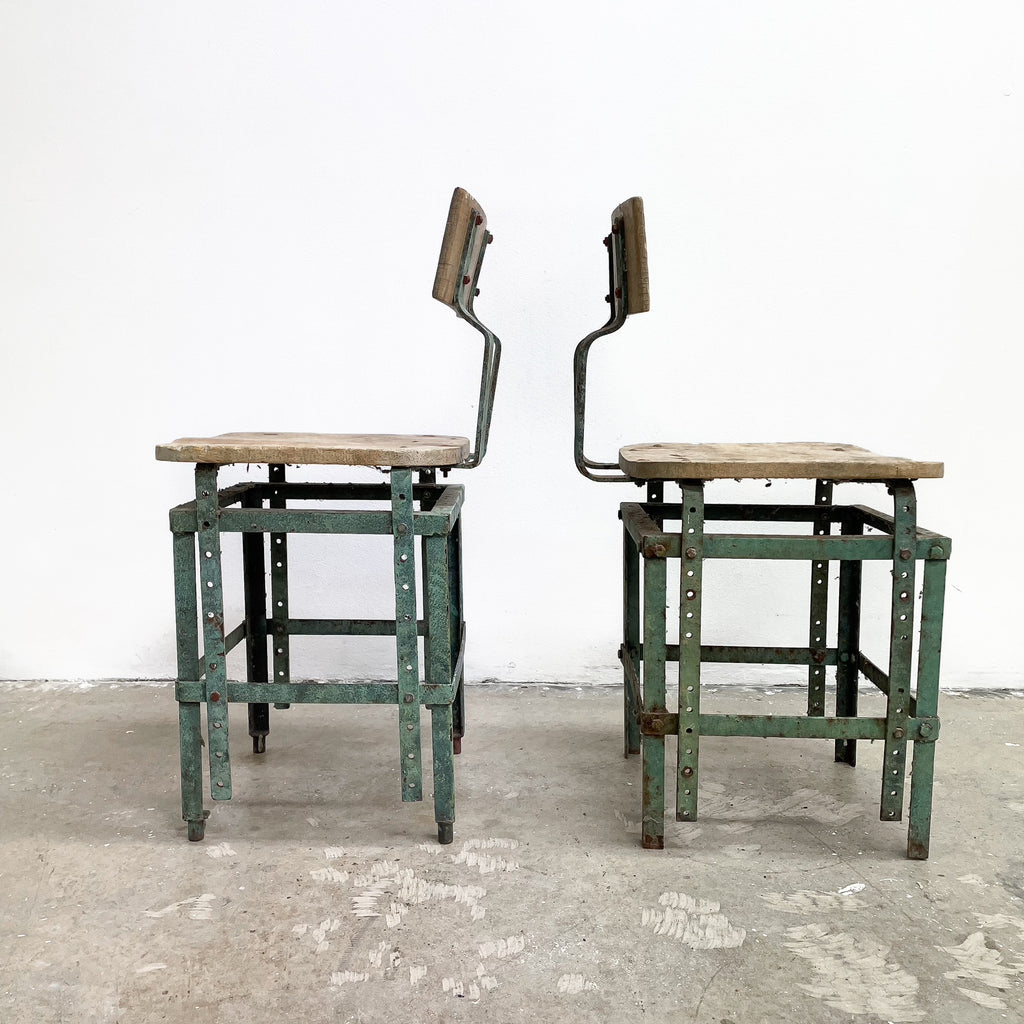 Pair of Rustic Industrial Vintage Stools