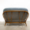 Ercol Vintage Two Seater Spindleback Sofa With Blue Wool Upholstery