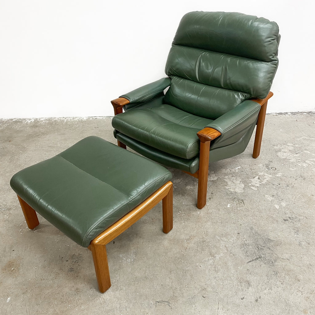 Mid Century Tessa T21 Leather Armchair With Footstool