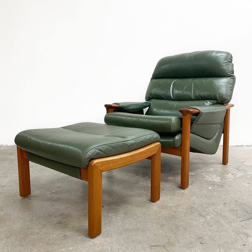 Mid Century Tessa T21 Leather Armchair With Footstool