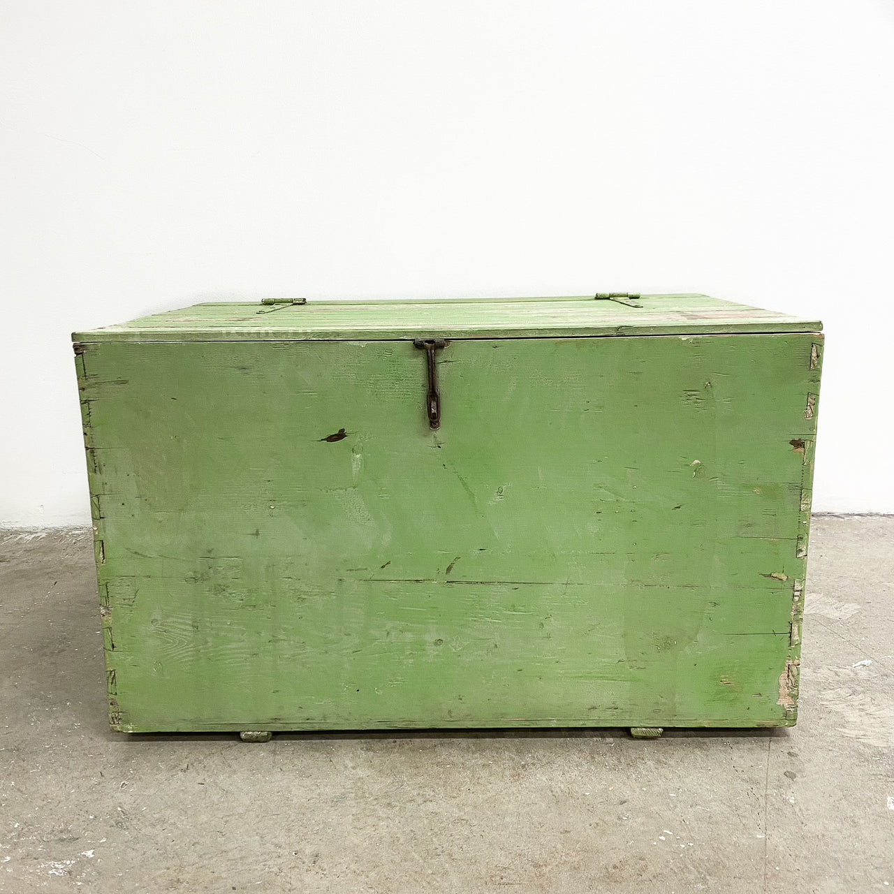 Vintage Rustic Green Pine Trunk or Chest