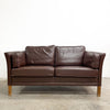 Danish Brown Leather Two Seater Lounge