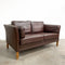 Danish Brown Leather Two Seater Lounge