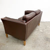 Danish Brown Leather Two Seater Lounge